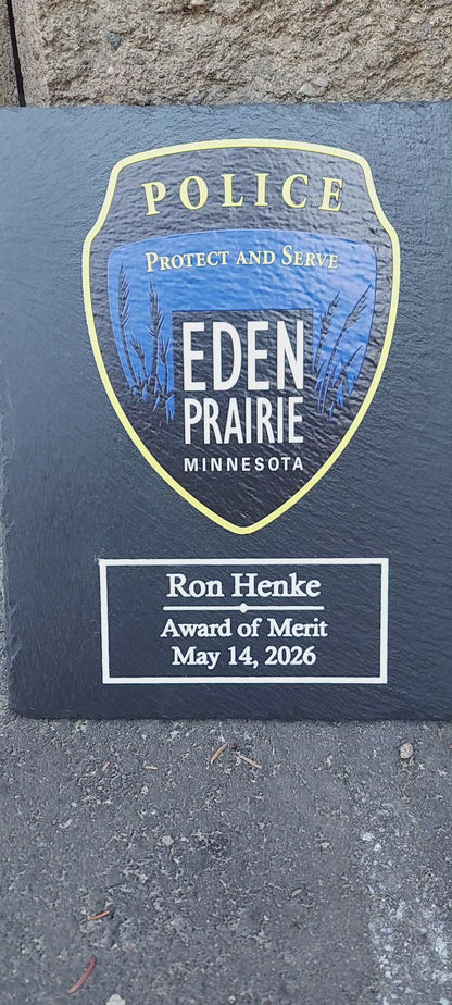 custom police slate plaque full color uv printed eden prairie police 