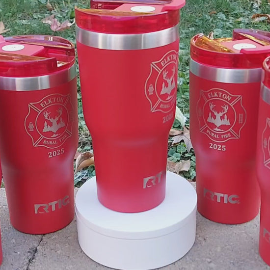 custom laser engraved tumbler firefighter red