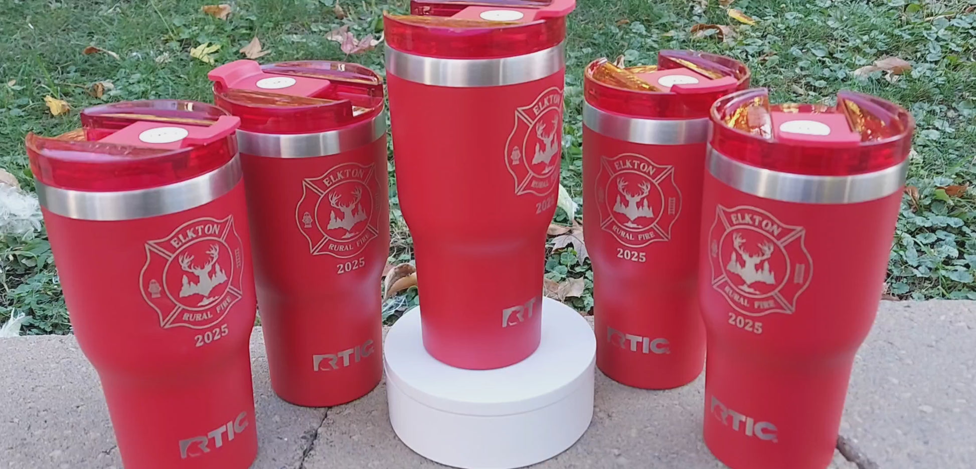 custom laser engraved tumbler firefighter red