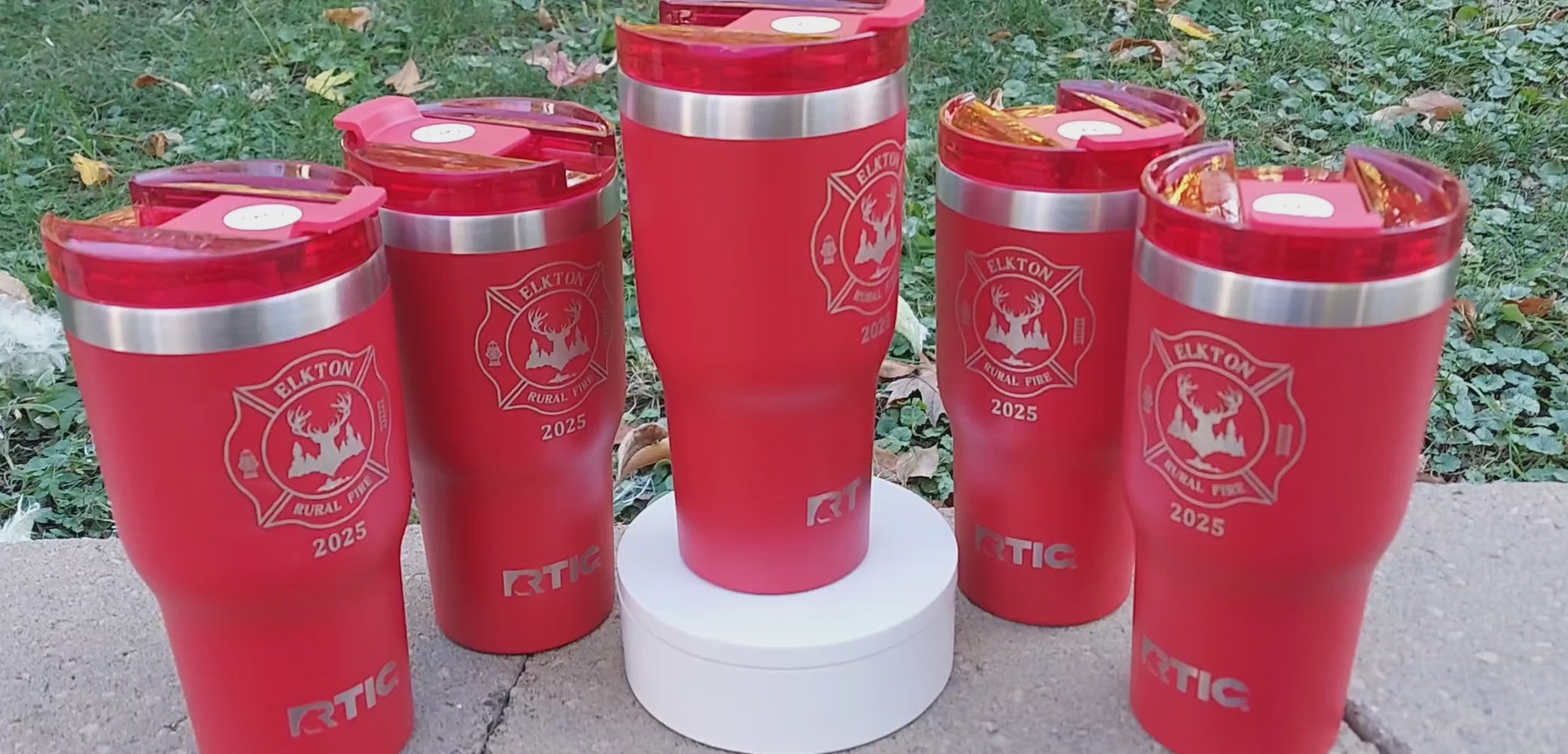 custom laser engraved tumbler firefighter red